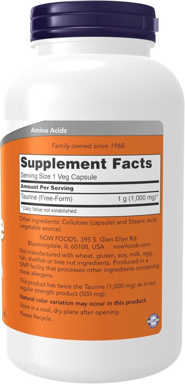 Now Foods: 250 cápsulas taurina para la salud del sistema nervioso