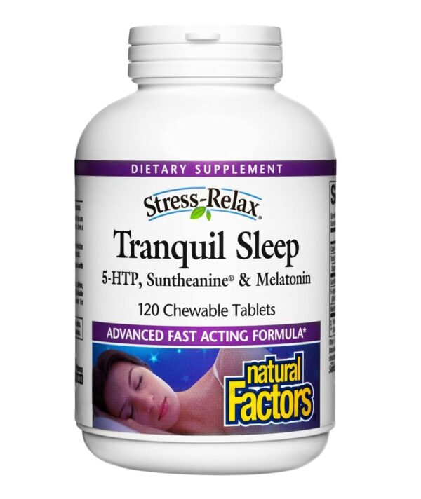 Suplemento para dormir con Suntheanine L-teanina (200 mg), 5-HTP (30 mg) y melatonina (3 mg) 120 und