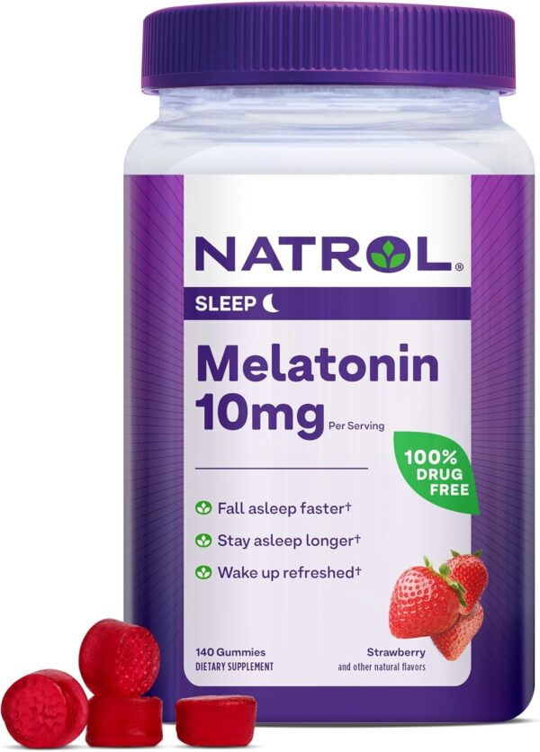 Gomitas de melatonina de Natrol 10 mg 140 gomitas con sabor a fresa