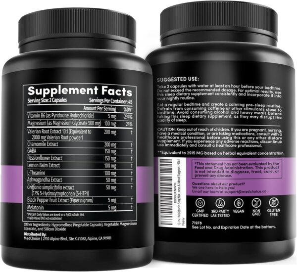 Cápsulas para dormir con melatonina 12 en 1, 5 mg y glicinato de magnesio de 500 mg