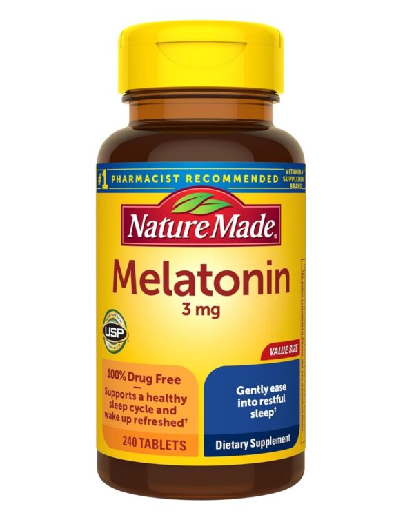 Comprimidos de melatonina de 3 mg fabricados por Nature Made