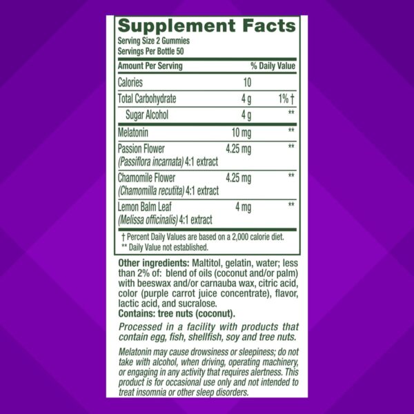 Suplementos de gomitas de melatonina de máxima potencia de Vitafusion, sabor a fresa, 10 mg